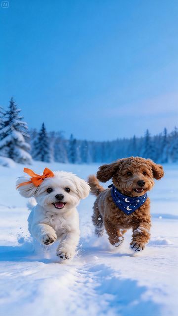 Imagined Milo and Lune running through the snow